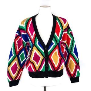 VTG 80s Saks Fifth Avenue Multicolor Cardigan